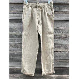 J.Crew Beige Linen Drawstring Pull-up Pants